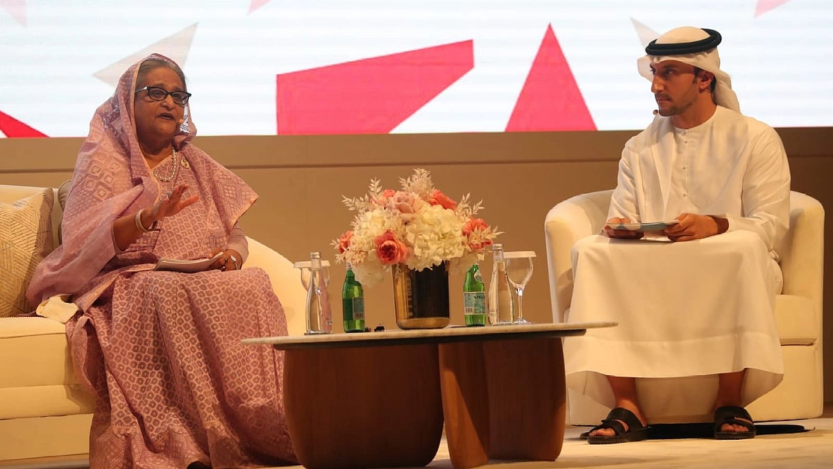 Bangladesh prime minister Sheikh Hasina attends a bilateral meeting with UAE vice-president and prime minister Sheikh Mohammed bin Rashid Al Maktoum on 8 March, 2022