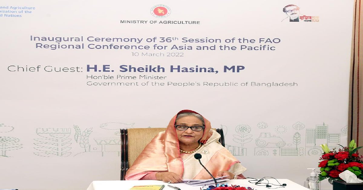 Prime minister Sheikh Hasina addresses the opening ceremony of FAO’s 36th Regional Conference for Asia and the Pacific