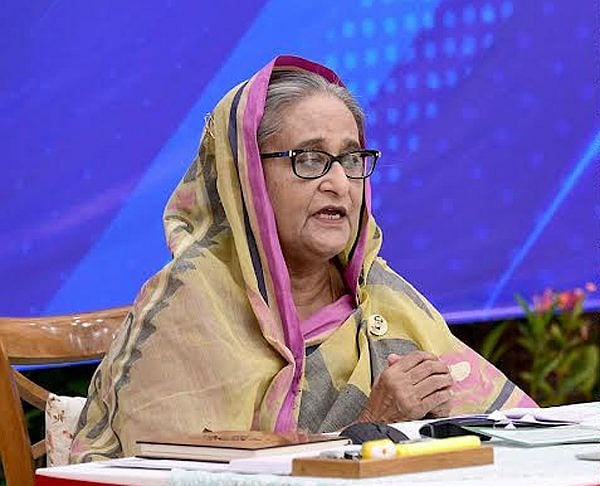 Prime Minister Sheikh Hasina addresses the inauguration ceremony of Bangabandhu Sheikh Mujib Mobile Rail Museum and 30 metre-gauge and 16 broad-gauge locomotives at Kamalapur Railway Station virtually from her official residence, Gonobhaban, Dhaka on 27 April 2022