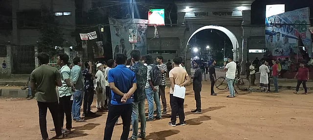 Dhaka College students in front of their college gate on 19 April, 2022.