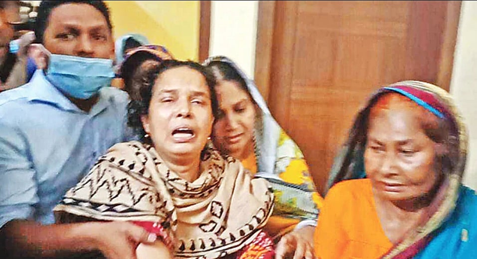 Asima Begum, mother of Maisha Momotaz who was killed in a road accident, breaks down when she hears about the incident