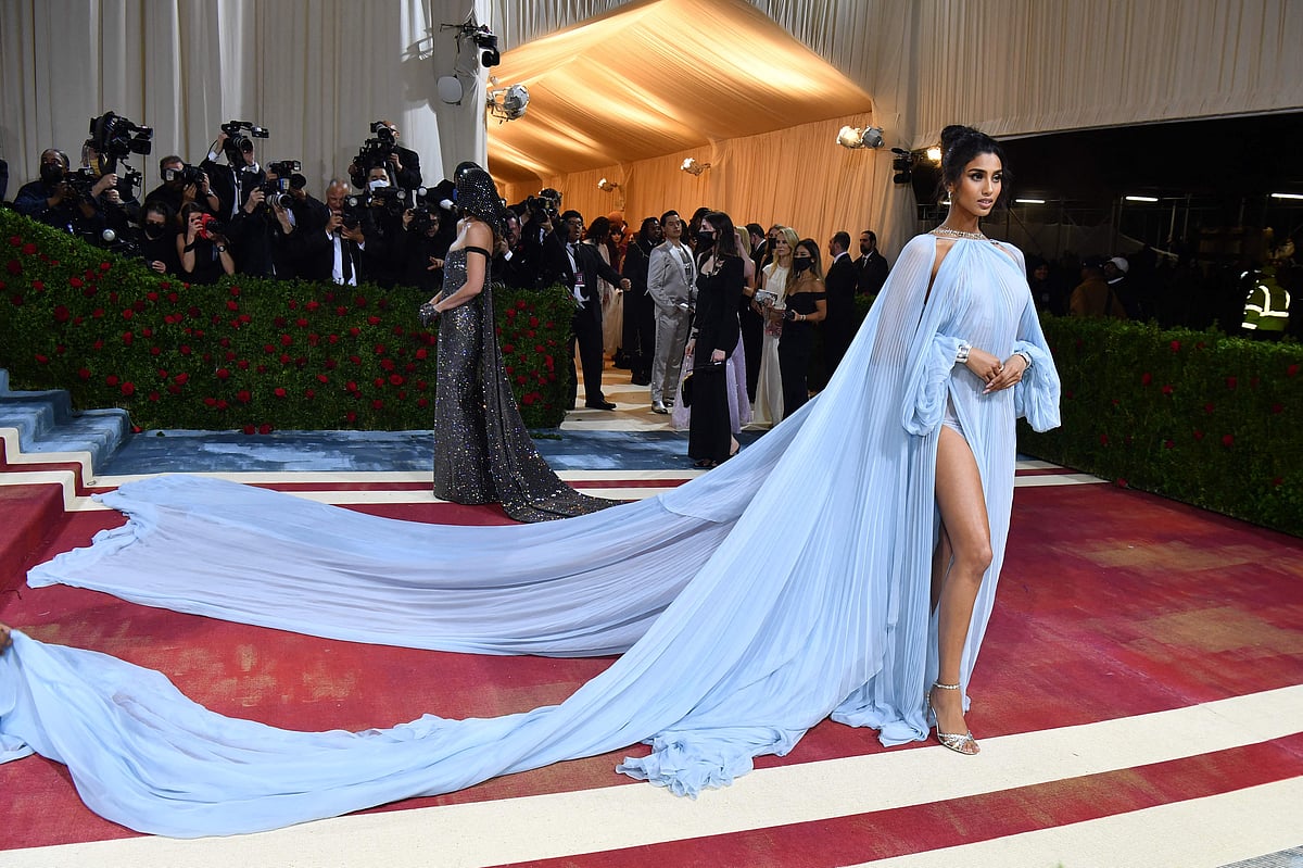 Imaan Hammam arrives for the 2022 Met Gala at the Metropolitan Museum of Art on 2 May, 2022, in New York. The Gala raises money for the Metropolitan Museum of Art's Costume Institute. The Gala's 2022 theme is "In America: An Anthology of Fashion"