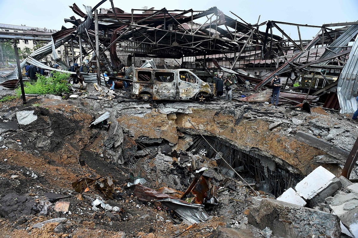 A view of the destroyed part of the Ilyich Iron and Steel Works in Ukraine's port city of Mariupol on 18 May, 2022
