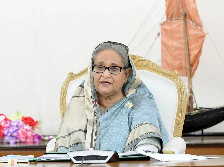 Prime Minister Sheikh Hasina addresses the Delta Governance Council’s first meeting at her office on 22 May 2022
