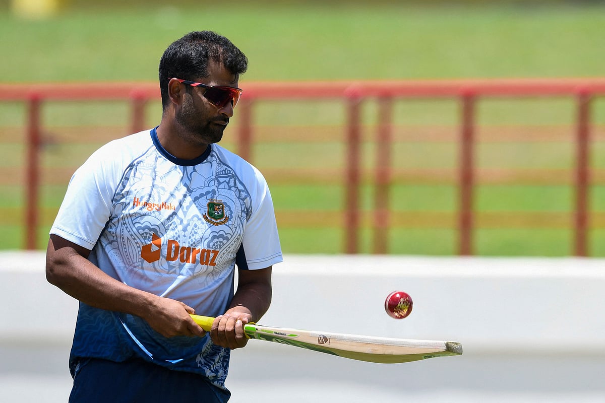 Tamim Iqbal of Bangladesh takes part in a training session one day ahead of the 2nd Test between Bangladesh and West Indies at Darren Sammy Cricket Ground, Gros Islet, Saint Lucia, on 23 June, 2022
