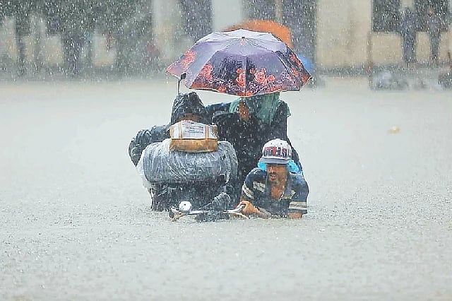 People are moving to safer place with their valuables. This photo was captured from Sylhet railway station area on Saturday morning