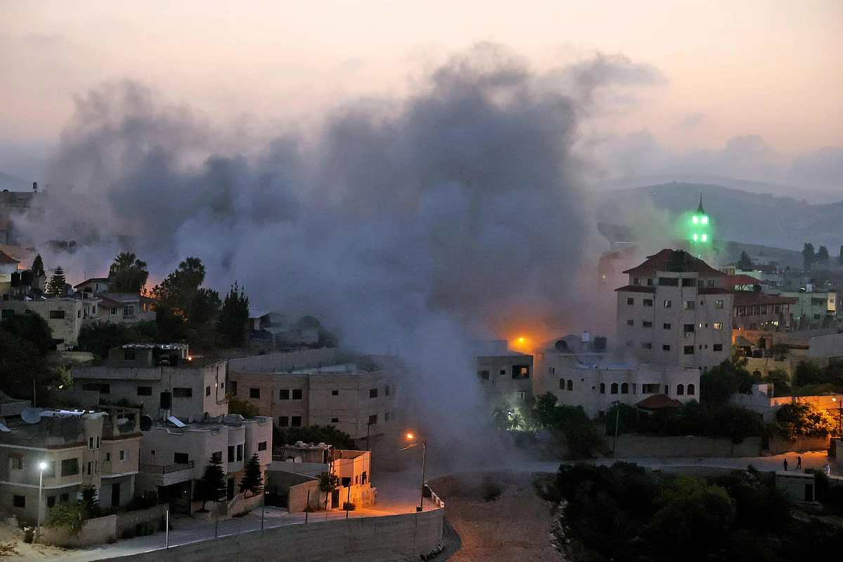 The Israeli army blows up the family house of Diaa Armashah, a Palestinian who in March killed five people in a gun attack in Bnei Brak, an Orthodox Jewish city near Tel Aviv, in the village of Yabad near the occupied West Bank town of Jenin, on 2 June, 2022