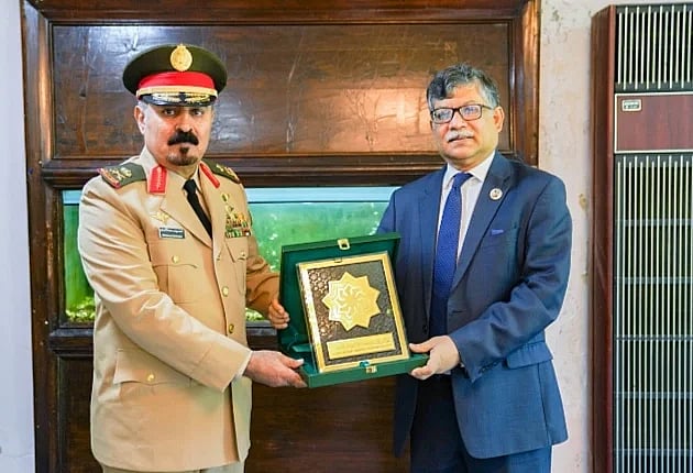 IMCTC secretary general Maj Gen Mohammed bin Saeed Al-Moghedi meets foreign secretary Masud Bin Momen in Dhaka on Tuesday
