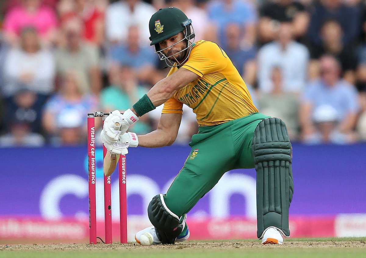 South Africa's Reeza Hendricks plays a shot during the third T20I between England and South Africa at The Ageas Bowl in Southampton, England on 31 July, 2022