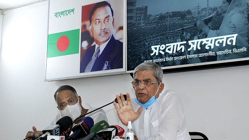 BNP general secretary Mirza Fakhrul Islam Alamgir speaks at a press conference at BNP chairperson Khaleda Zia’s political office in the capital’s Gulshan