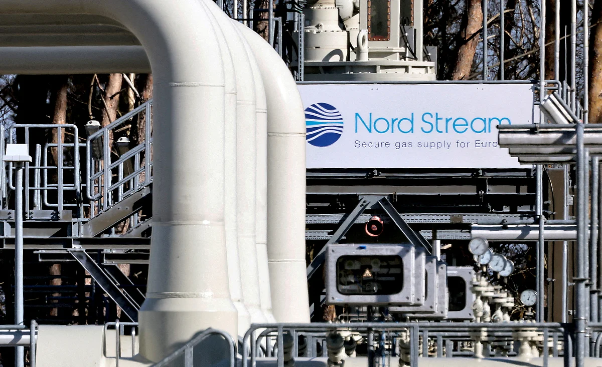 Pipes at the landfall facilities of the 'Nord Stream 1' gas pipeline are pictured in Lubmin, Germany, on 8 March, 2022