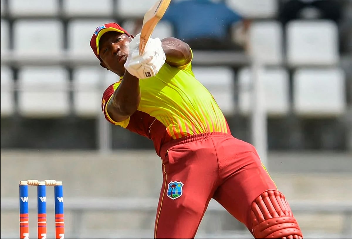 West Indies batter Shakib Al Hasan reacts during the second T20I match between Bangladesh and West Indies at Roseau, Dominica on 3 July, 2022