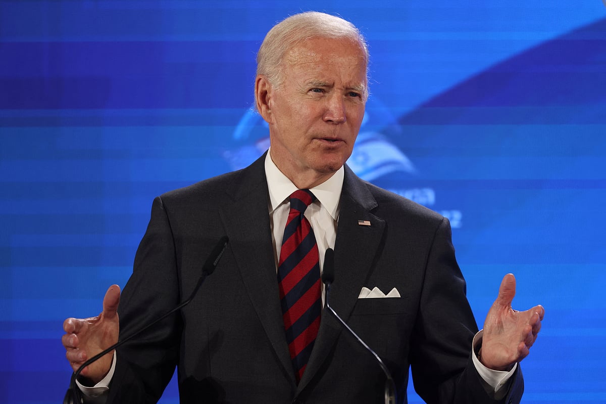 US president Joe Biden speaks as he attends the first virtual meeting of the "I2U2" group with Israeli prime minister Yair Lapid and leaders of India and the United Arab Emirates, in Jerusalem 14 July, 2022