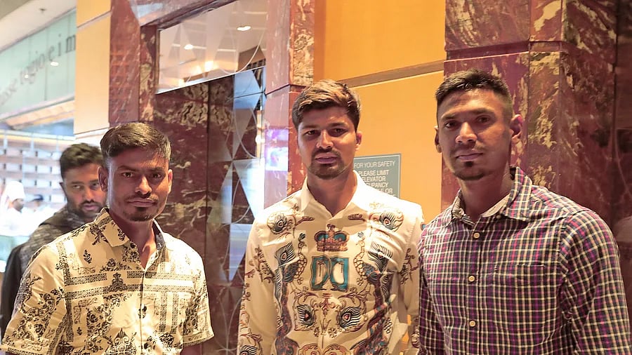 Bangladesh T20I captain for Zimbabwe tour Nurul Hasan with teammates Mustafizur Rahman and Taijul Islam