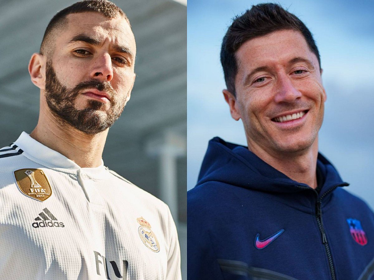 Real Madrid forward Karim Benzema and Barcelona forward Robert Lewandowski