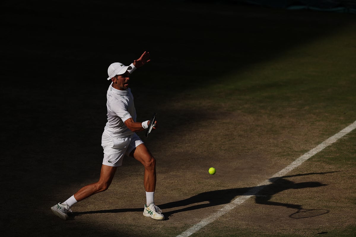 Serbia's Novak Djokovic in action during his semi final match against Britain's Cameron Norrie