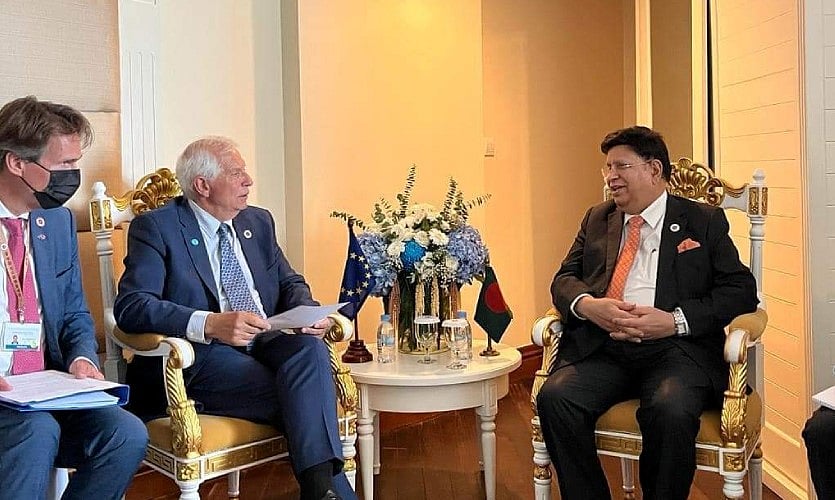 Foreign minister AK Abdul Momen meets High Representative of the European Union for Foreign Affairs and Security Policy and Vice-President of the European Commission (HR/VP) Josep Borrell Fontelles on the sidelines of the ASEAN Regional Forum in Phnom Penh, Cambodia on 4 August 2022
