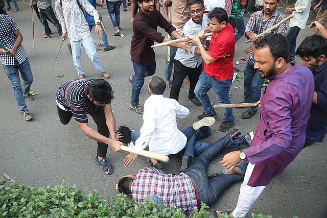 The BCL men beat up the JCD activists on the Dhaka University campus on Tuesday afternoon.