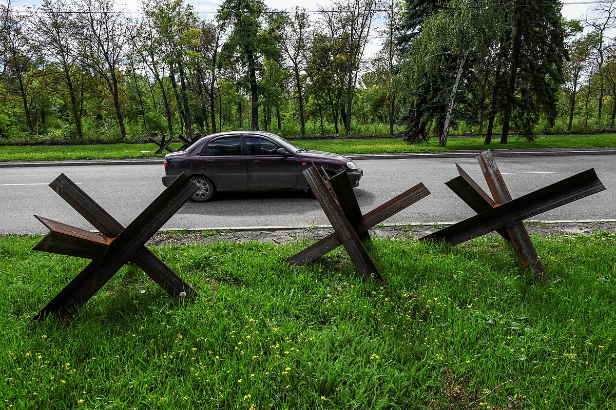 A photo shows a destroyed car at a petrol station in Siversk, Donetsk region, on 20 September, 2022, amid Russia's military invasion on on Ukraine