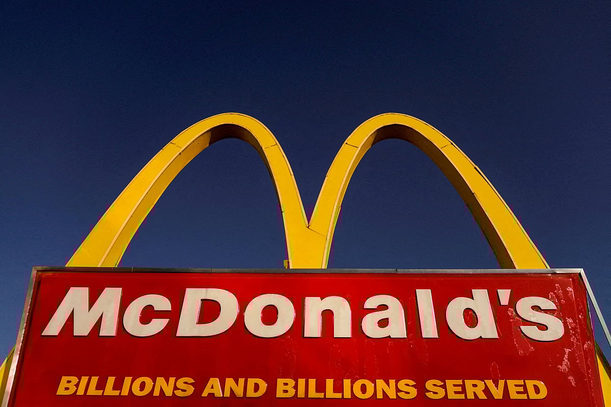 The logo for McDonald's restaurant is seen as McDonald's Corp. reports fourth quarter earnings, in Arlington, Virginia, US on 27 January, 2022