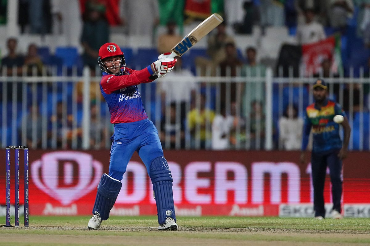 Afghanistan's Rahmanullah Gurbaz plays a shot during the Asia Cup Twenty20 international cricket match between Sri Lanka and Afghanistan at the Sharjah Cricket Stadium in Sharjah on 3 September, 2022
