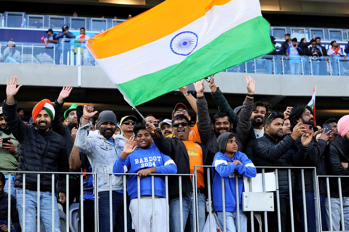 Indian fans cheer before the ICC men's Twenty20 World Cup 2022 cricket match between India and South Africa at the Perth Stadium on 30 October, 2022 in Perth