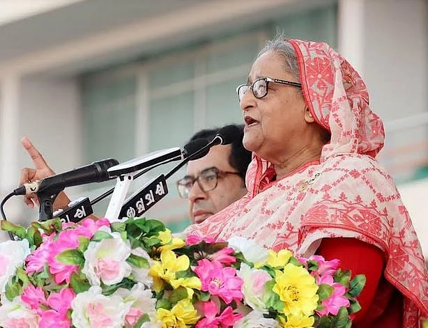 Prime minister Sheikh Hasina addresses a grand rally in Jashore on 24 November, 2022.