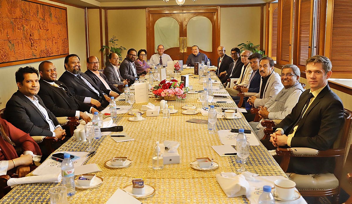 United States ambassador to Bangladesh Peter Haas at a views exchange meeting with the Editors' Council on Tuesday at the Pan Pacific Sonargaon hotel in the capital.