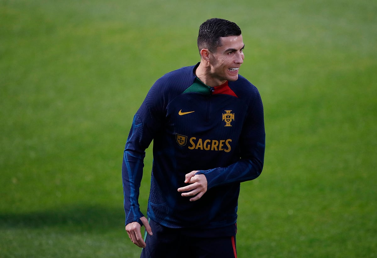 Portugal's Cristiano Ronaldo during a training session at the Cidade do Futebol, Oeiras, Portugal on 14 November, 2022