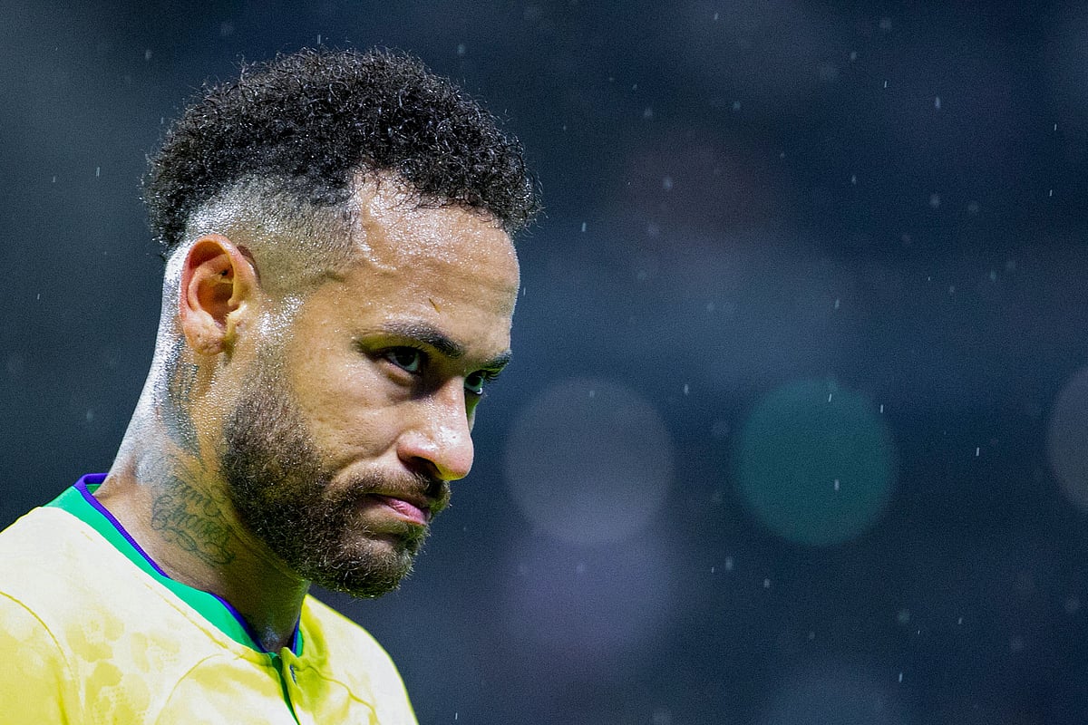 This file photograph taken on 23 September, 2022, shows Brazil's forward Neymar looking on during an international friendly football match between Brazil and Ghana