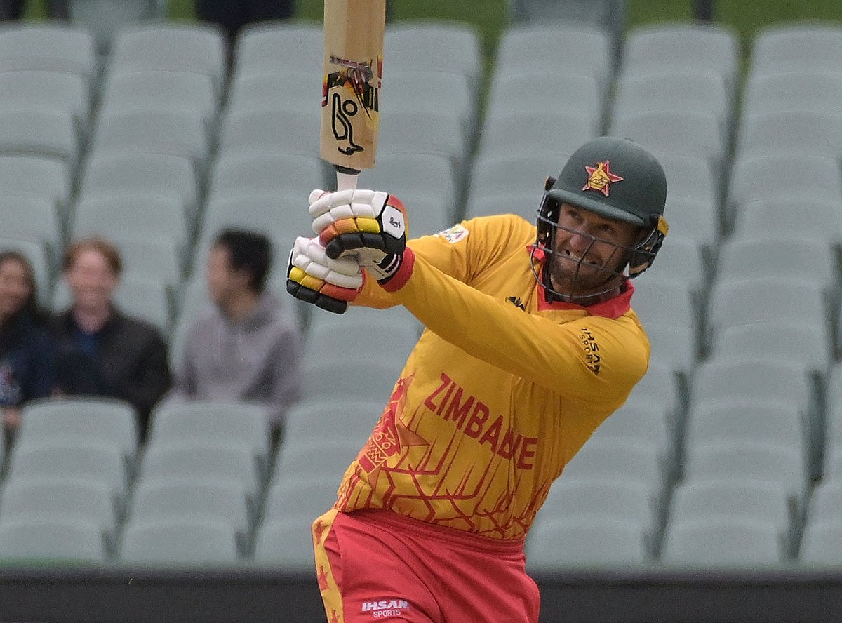 Zimbabwe's Captain Craig Ervine plays a shot in the air and is caught during the ICC men's Twenty20 World Cup 2022 cricket match between Netherlands and Zimbabwe at the Adelaide Oval on 2 November, 2022