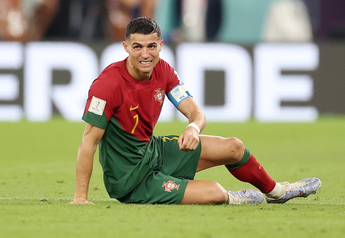 Portugal's Cristiano Ronaldo reacts during the FIFA World Cup group match against Ghana