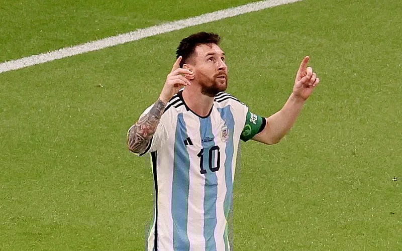 Messi after scoring a goal against Mexico in FIFA World Cup 2022