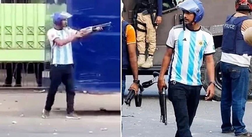 The man in the Argentina football team jersey — who was seen shooting at BNP activists during a clash with police on Wednesday has been identified as a Bangladesh Ansar member