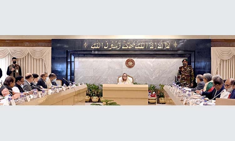 Prime Minister Sheikh Hasina chairs the cabinet meeting at Prime Minister’s Office (PMO) in Tejgaon, Dhaka, on 27 December 2022