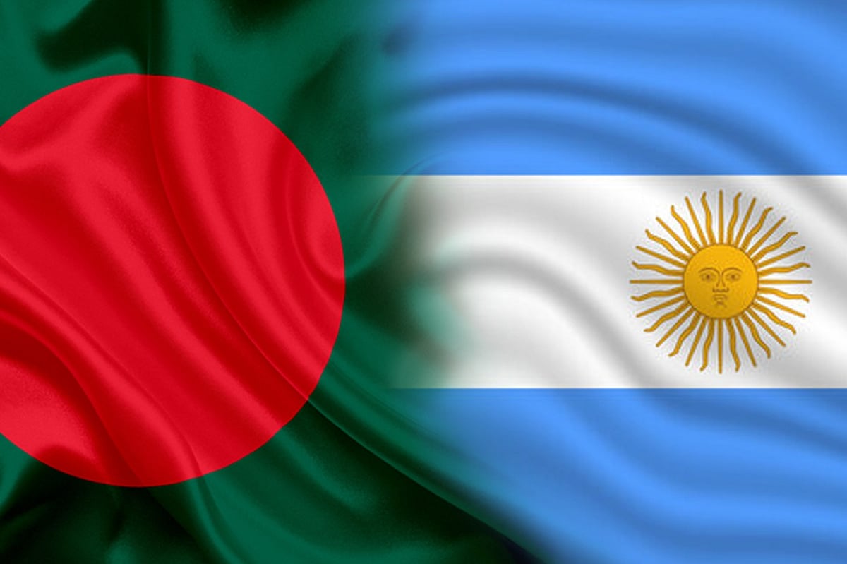 Photo shows flags of Bangladesh and Argentina