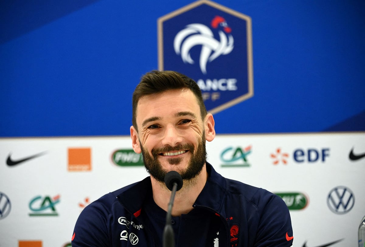 In this file photo taken on 1 June, 2021 France's goalkeeper Hugo Lloris smiles during a press conference in Nice, on the eve of the friendly match between France and Wales