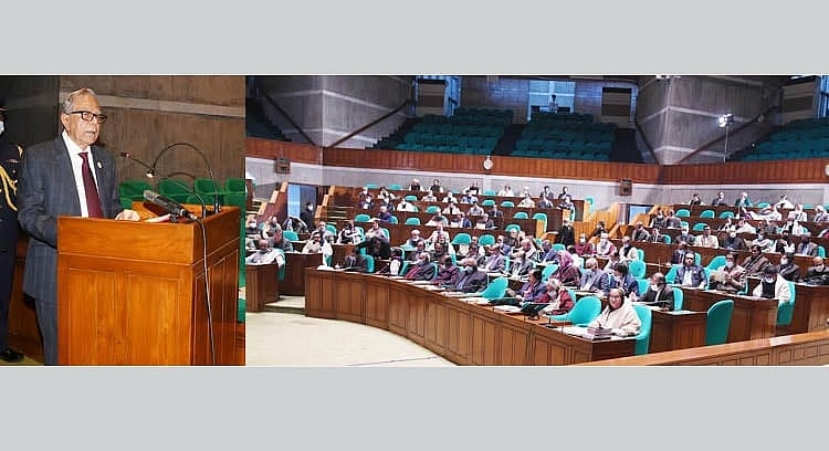 President M Abdul Hamid addresses the New Year’s (2023) first session of the 11th Jatiya Sangsad (JS) on 5 January 2023