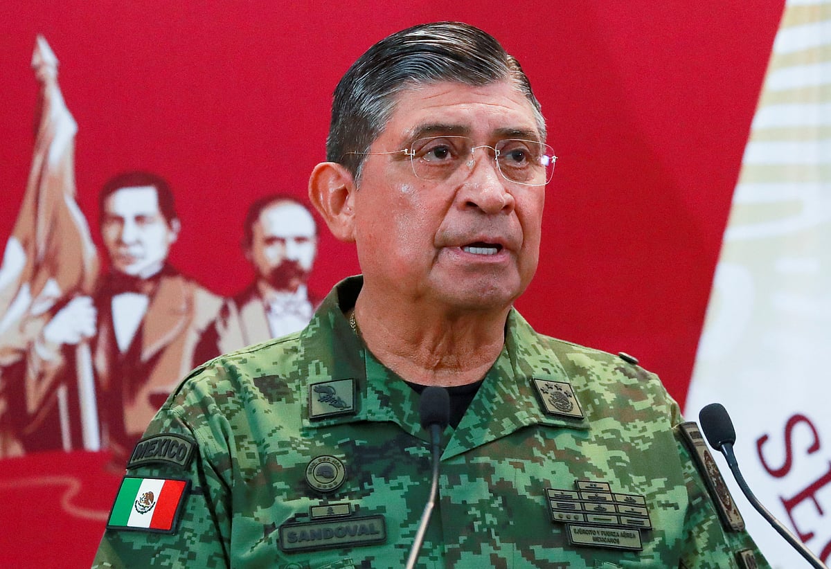 Mexico's Secretary of Defense Luis Cresencio Sandoval speaks during a news conference after Mexican drug cartel leader Ovidio Guzman was arrested by Mexican authorities in Culiacan, in Mexico City on 5 January, 2023.