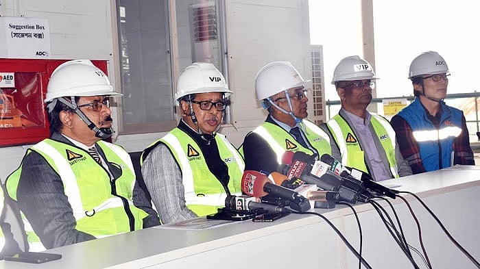 State Minister for Civil Aviation and Tourism Md. Mahbub Ali addresses media at Hazrat Shahjalal International Airport, Dhaka, on 7 February 2023