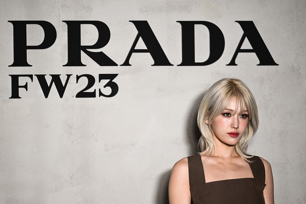 Korean and Canadian singer, rapper and dancer Jeon Somi arrives to attend the presentation of Prada's Fall-Winter 2023-2024 Women's collection on 23 February, 2023 during the Fashion Week in Milan.