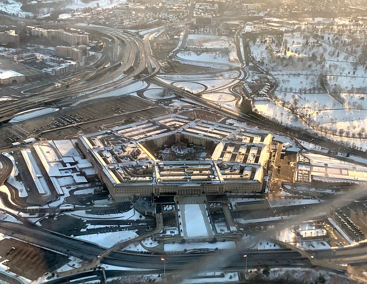 This aerial file photo taken on 12 March, 2022 shows the Pentagon (US Department of Defence) in Washington, DC