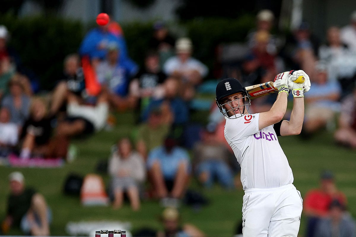 England's Harry Brook plays a shot during day one of the first cricket test match between New Zealand and England at Bay Oval in Mount Maunganui on 16 February, 2023