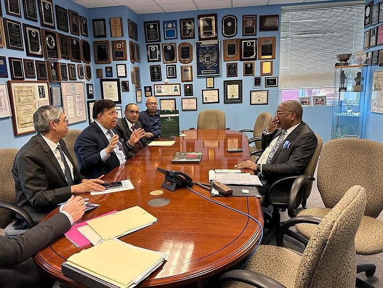 Foreign minister AK Abdul Momen addresses a discussion in New York on Thursday, 23 February, 2023.