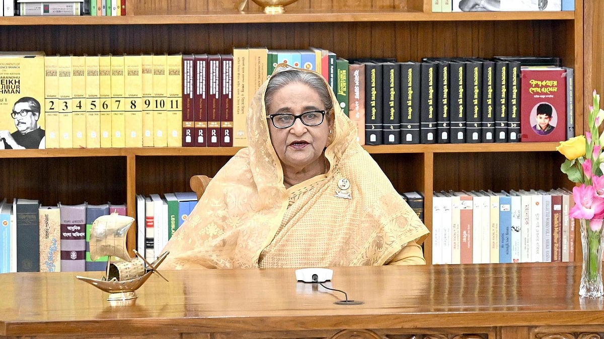 The premier speaks in a pre-recorded video message aired at the 3rd scientific conference organised by the Bangladesh Cardiovascular Research Foundation at the Pan Pacific Sonargaon Hotel in Dhaka on 24 February, 2023.