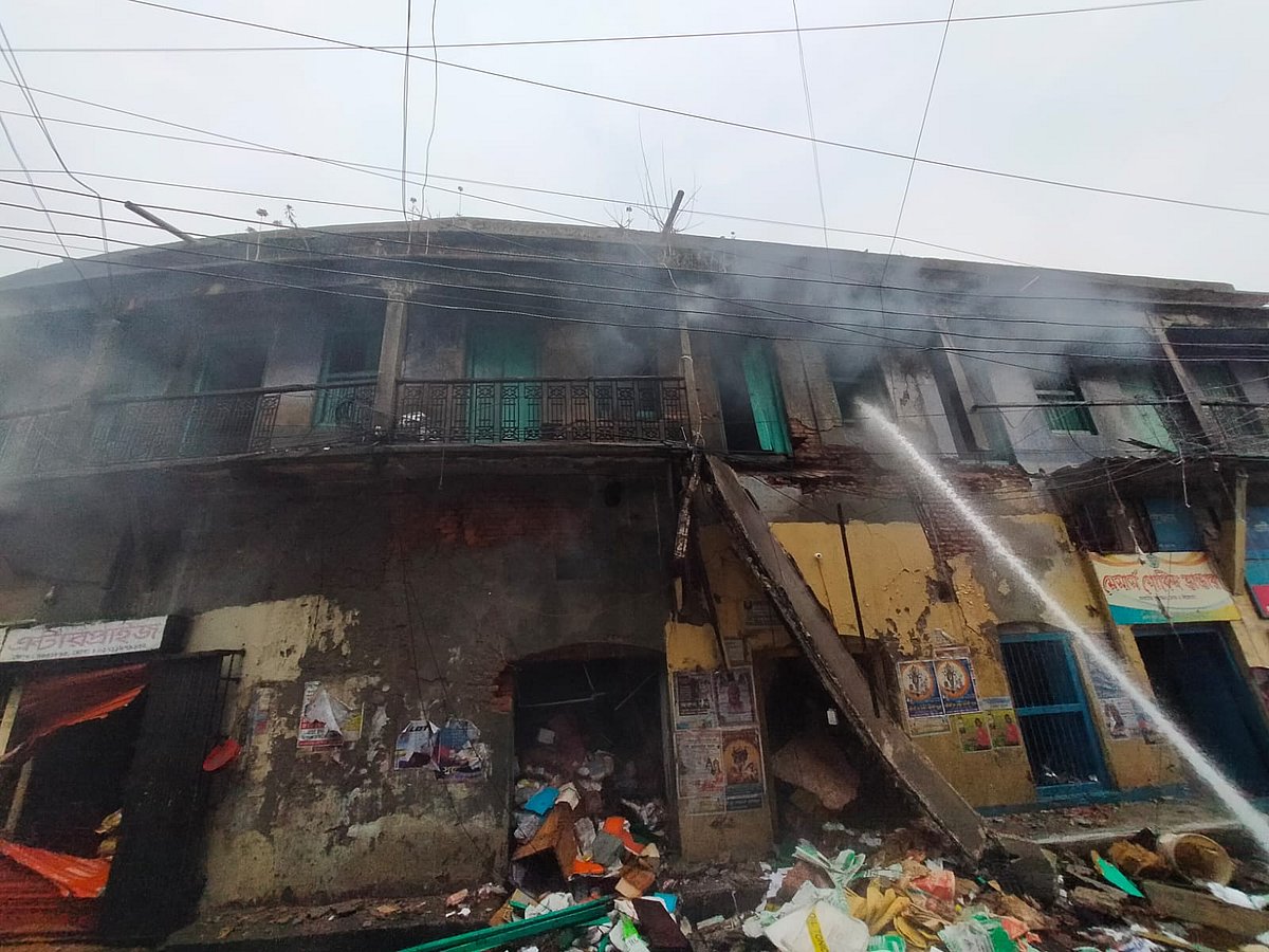 The two-storey building collapsed partially due to the blast.