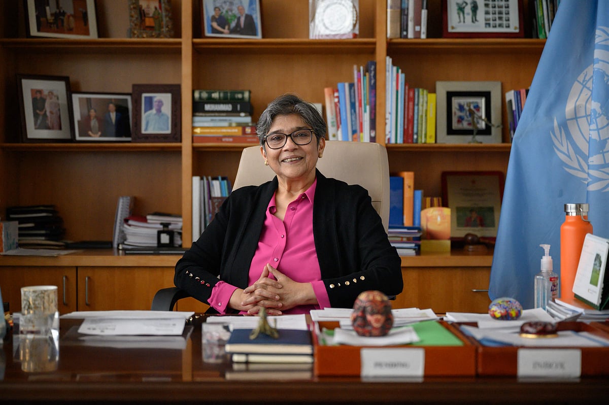 UN envoy for the least developed countries Rabab Fatima poses for a photo at the United Nations headquarters in New York on 9 February, 2023