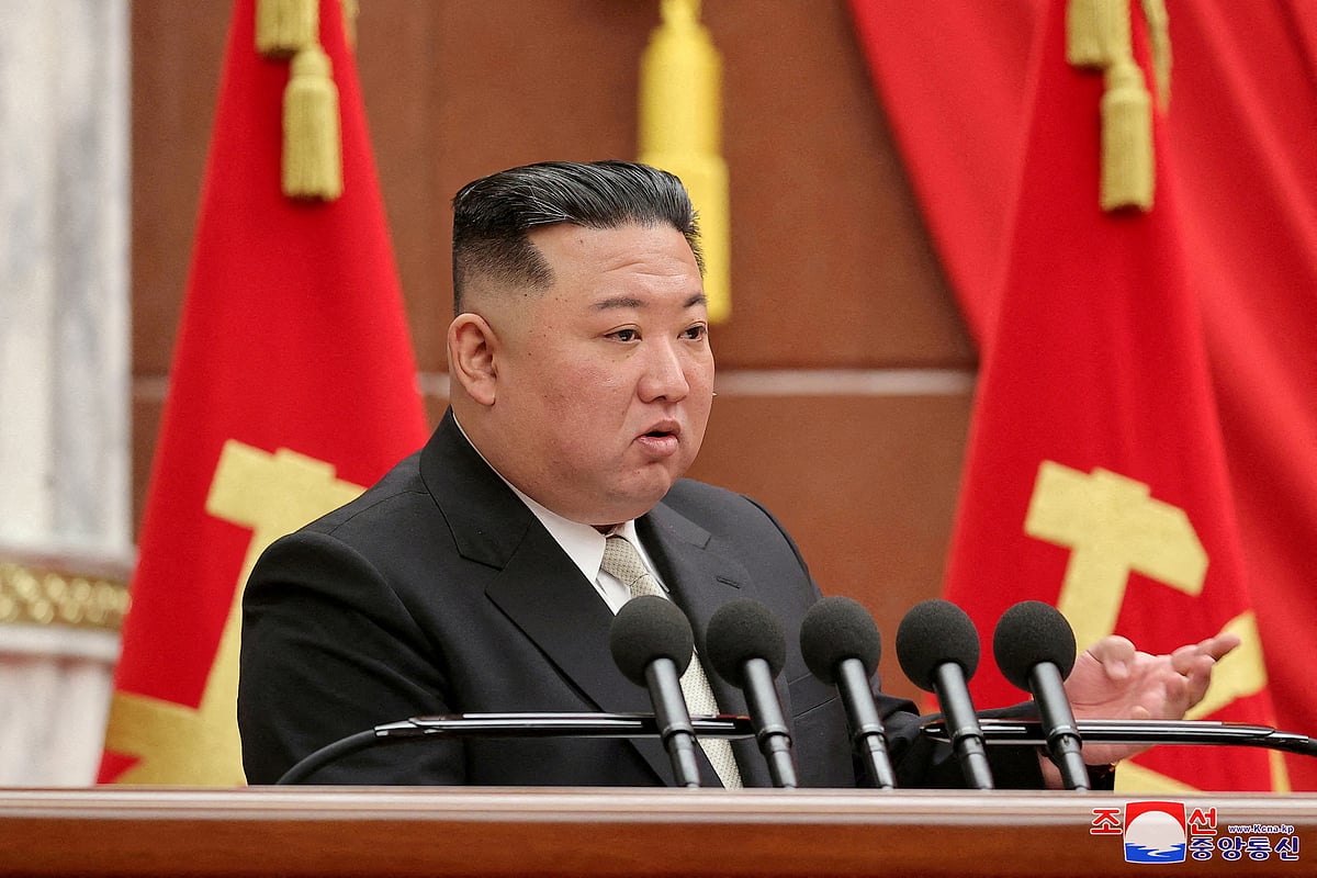 North Korean leader Kim Jong Un attends the 7th enlarged plenary meeting of the 8th Central Committee of the Workers' Party of Korea (WPK) in Pyongyang, North Korea, March 1, 2023 in this photo released by North Korea's Korean Central News Agency (KCNA)