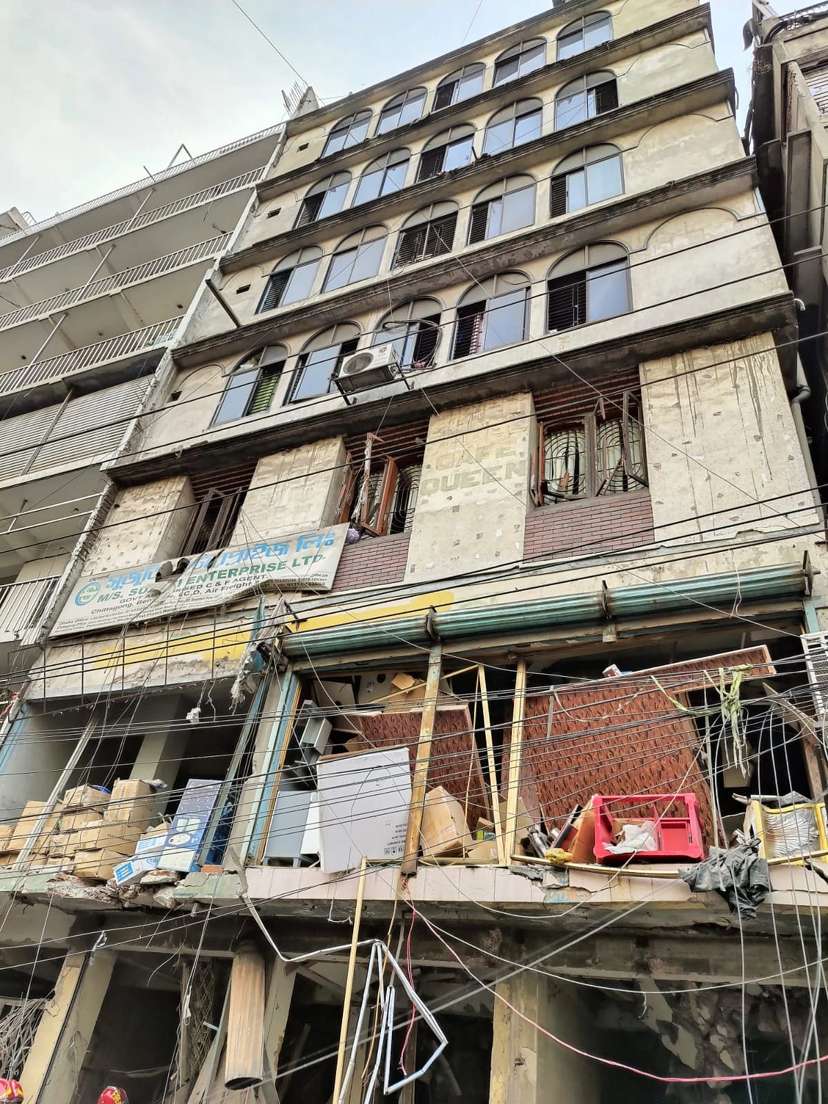 Photo shows the building at capital’s Siddique Bazar where a huge explosion leaves 21 people dead and score others injured on 7 March 2023.