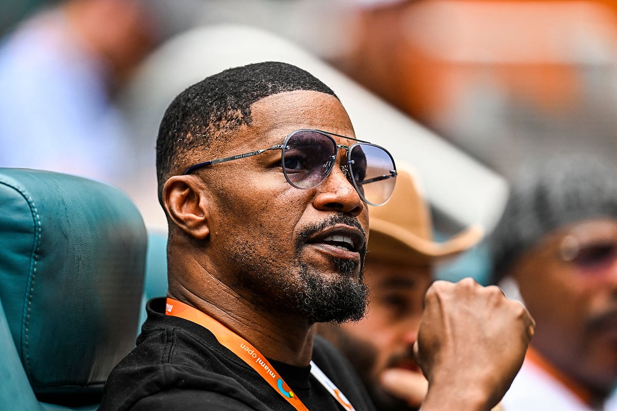 In this file photo taken on 30 March, 2023 US actor Jamie Foxx attends the men’s quater-final match between Christopher Eubanks of the US and Daniil Medvedev of Russia at the 2023 Miami Open at Hard Rock Stadium in Miami Gardens, Florida. Oscar-winning US actor Jamie Foxx has been hospitalized with an unspecified medical complication but is in recovery, his family says on 13 April, 2023.